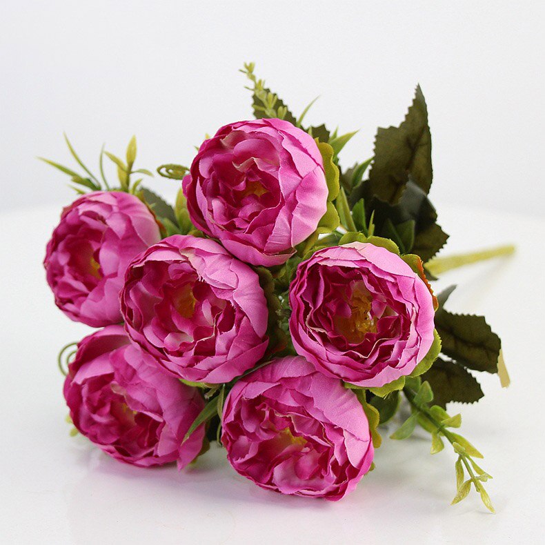 lila rosa große Pfingstrose künstliche Blumen elegante schöne Seide Kunstblumen blühen Pfingstrosen Hochzeit Home Party Dekoration Blatt
