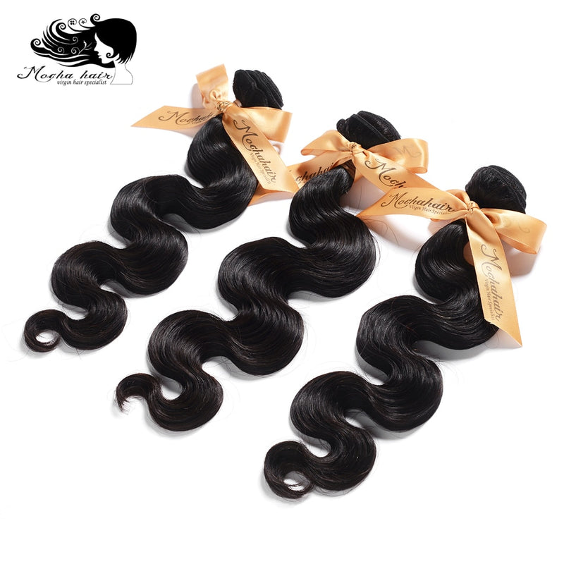 MOCHA Hair10A Brasilianische Reine Haarkörperwelle 3 Bundles10 "-24" 100% unverarbeitete Echthaarverlängerung Natürliche Farbe Kostenloser Versand