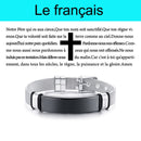 Vnox Laser Christian Lord's Prayer Cross Pulsera Hombres Ruso Español Hebreo Regalo Personalizado