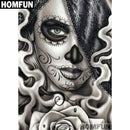 HOMFUN DIY 5D Diamond Painting Full Square/Round &quot;Skull girl&quot; Diamond Embroidery Cross Stitch Picture Of Rhinestone A01458