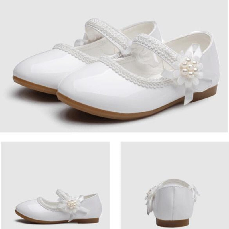 1 2 3 4 5 6 7T New Baby Girls Leather Shoes Flower Kids Shoes Princess Cocktail Party Shoes For Baby Girls Wedding Dress Shoes