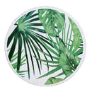 Green Leaves Summer Round Beach Towel Microfiber with Drawstring Backpack Bag Bath Towels Mat Bikini Cover Up With Tassels Soft