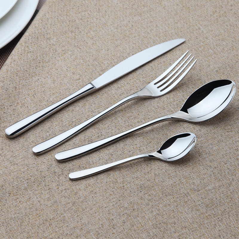 Cozy Zone Dinnerware Set Stainless Steel Tableware Luxury Cutlery Set Vintage Quality 24Pcs Knife Fork Dining Dinner Set Western