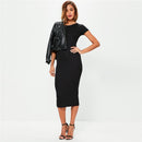 Knitted Cotton Long Autumn Dress Women Fashion O-Neck Short Sleeve Office Ladies Winter Dress Casual Pencil Vestidos Party Robe