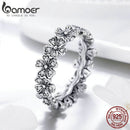 BAMOER 925 Sterling Silber Ring, geschichtete Gänseblümchen, Fingerring, Blumenring für Damen, Geschenk, romantischer Retro-Stil, Edelschmuck SCR397