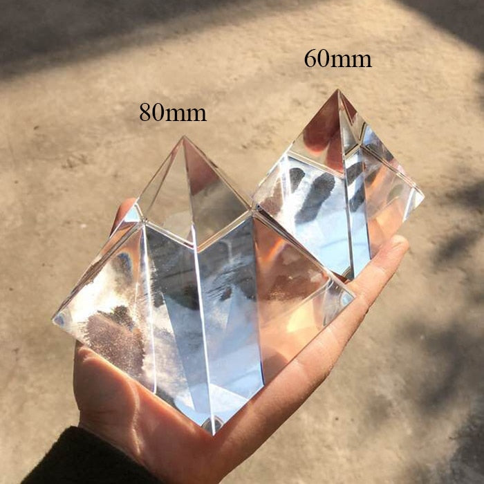 8CM K9 AAA Kristallglas Pyramide Briefbeschwerer Naturstein und 3,1 Zoll Mineralien Kristalle Fengshui Figur für Home Office Decor