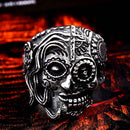 BEIER Stainless Steel Gothic gold Carving kapala skull  Ring Biker Hiphop rock Jewelry Unique fashion Gift for men BR8-327