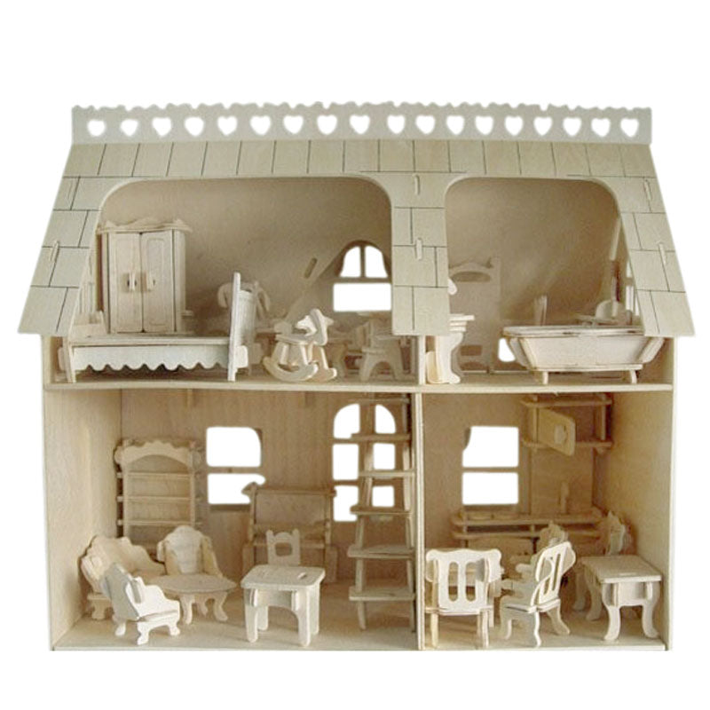 Casa de muñecas en miniatura de montaje de madera para muñecas, mini juegos de muebles, casa de muñecas DIY, juego de simulación, juguetes de rompecabezas para niños, niñas y niños