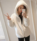 Rabbit imitation fur winter grass mink faux fur coat ladies artificial fur hooded soft plus size 2021 women's jacket red,4XL,5xl