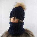 Gorro con bufanda para mujer, gorro de lana cálido en el interior, gorro de invierno para niñas, gorro con pompón de piel de visón Real, gorros de punto para mujer, 2021