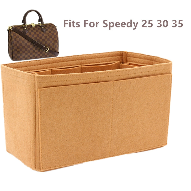 SPEEDY 25 30 35 Filz-Stoff-Einsatz-Taschen-Organizer Khaki Make-up-Handtaschen-Former-Organizer Reise-Innengeldbörse Tragbare Kosmetiktaschen