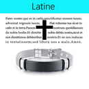 Vnox Laser Christian Lord's Prayer Cross Pulsera Hombres Ruso Español Hebreo Regalo Personalizado