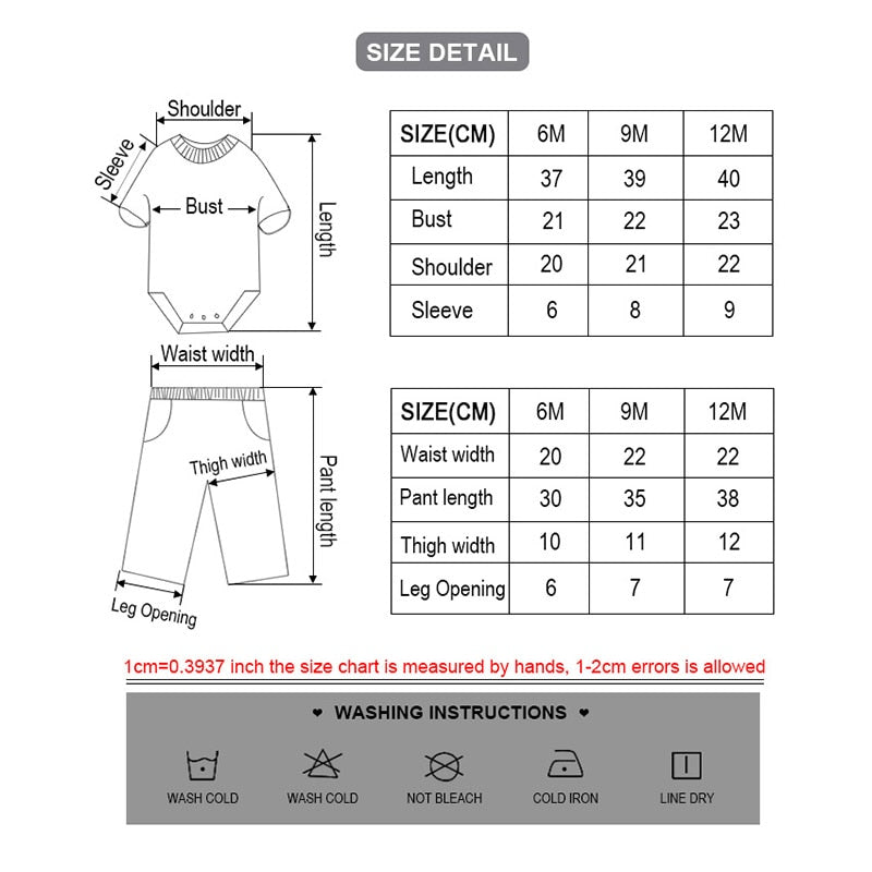 Summer toddler Baby Girls Bodysuits Sets Short Sleeve Clothing And Pants 12M Baby Jumpsuit roupas de bebe Baby Boys Clothes