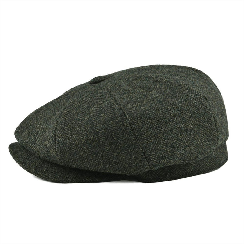 BOTVELA Wool Tweed Newsboy Cap Herringbone Hombres Mujeres Clásico Retro Sombrero con forro suave Driver Cap Negro Marrón Verde 005