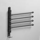 Bathroom Swivel Towel Bar with Hooks, Wall Mounted Swivel Arm Towel Rack Stainless Steel Black Towel Rail Holder with 4 Arms