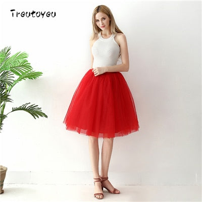 Gothic 7 Layers 65cm Mix Colors Tutu Tulle Skirt Women Streetwear High Waist Pleated Midi Skirts spudniczki jupe rokken faldas