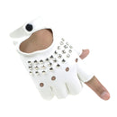 Moda 2019, guantes de medio dedo para mujer, guantes de conducción sin dedos de cuero PU, guantes de baile huecos con remaches para hombres, Luvas blancas y negras