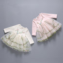 Spring Baptism princess birthday party flowers grass embroidery baby girls dress children clothes ball gown pink beige 0-2T