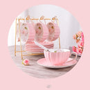 1-6PCS Pink Romantic Pumpkin Coffee Cup Set Kitchen Accessories Bone China Ceramics Tea Cup Organizer English Afternoon Red Tea