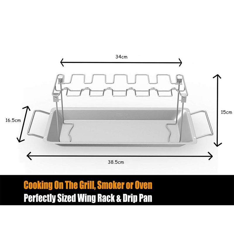 LMETJMA Chicken Wing and Leg Rack 14 Slot Stainless Steel Chicken Leg Grill Rack Chicken Drumstick Roaster For Oven Grill KC0272