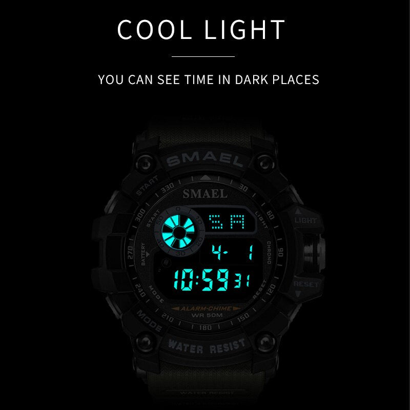 Relojes digitales militares SMAEL para hombre, reloj resistente al agua con alarma, reloj de pulsera deportivo con luz trasera LED, reloj de cuenta atrás cronógrafo para hombre 8010