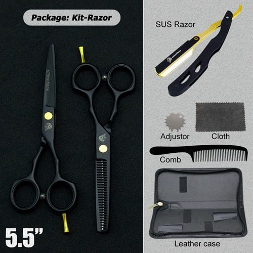 5.5" black hair scissors barber razor scissors hot scissors hair cut designs cheap hairdressing tools hair clipper kids scisors