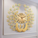 Double Peacock Wall Clock Modern Design Home Decor Art Wall Watch Living Room Bedroom Silent Clock Wall Metal Digital Clocks