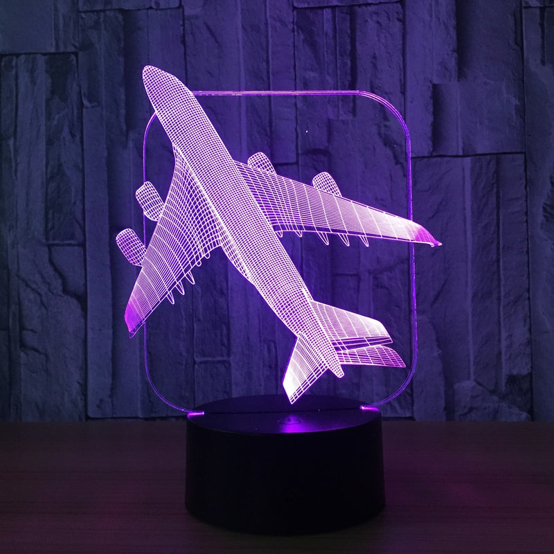 Touch Remote Control Air Plane 3D Light LED Table Lamp Optical Illusion Bulb Night Light 7 Colors Changing Mood Lamp USB Lamp