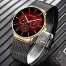 LIGE New Fashion Mens Watches Top Brand Luxury Quartz Watch Men Mesh Steel  Waterproof Ultra-thin Wristwatch For Men Sport Clock