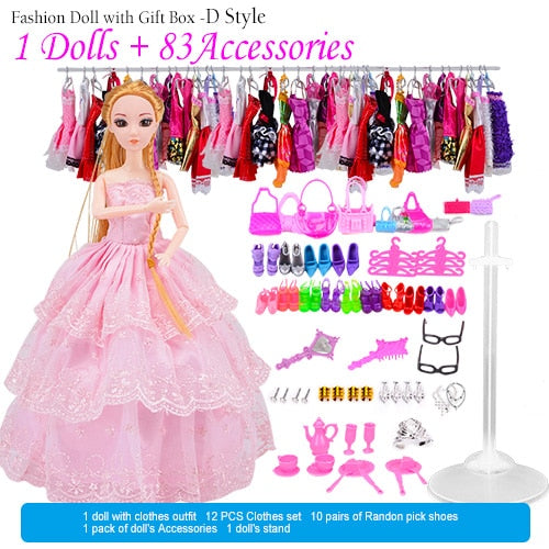 Puppe mit 83 Zubehör DIY Dressup Spielzeug für Mädchen Fashionista Ultimate Fashion Princess Dolls Set