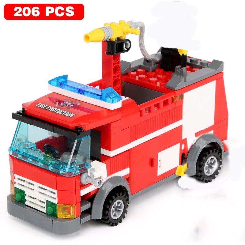 City Fire Station Building Blocks Mini Size Fire Engine Truck Blocks Firefighting Aircraft Helicopter Bricks Sets Toys For Kids