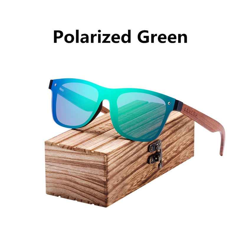 BARCUR Fashion Wooden Sunglasses Men Bamboo Temple Sun Glasses Women Wood Glasses Oculos de sol masculino