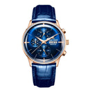 Reloj de marca de lujo para hombre 2021 Reef Tiger/RT, relojes automáticos con función resistente al agua, correa de cuero azul, reloj Masculino RGA1699