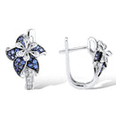 Pendientes de plata SANTUZZA para mujer, Plata de Ley 925 pura, flor de estrella rosa azul, Zirconia cúbica, joyería de moda