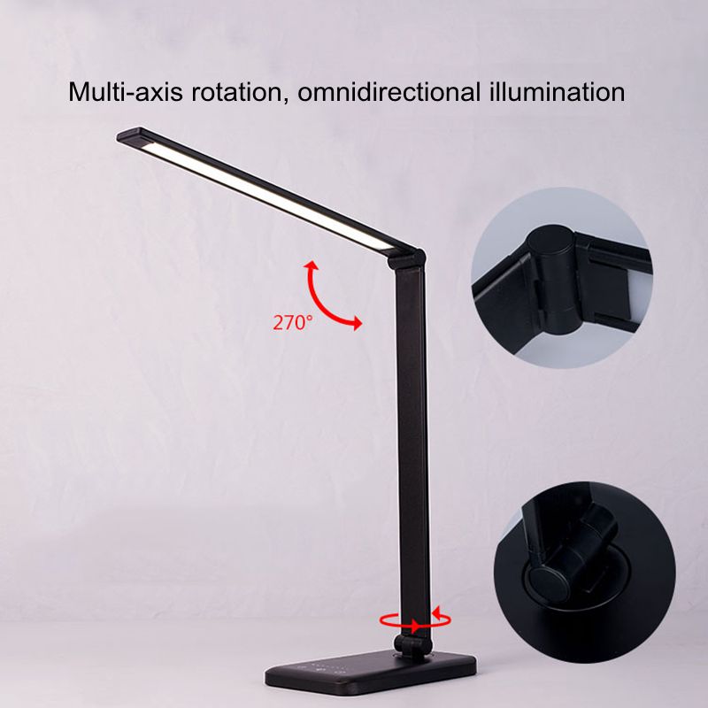 Flexible Table Lamp Led Desk Lamp Eye-Protection Book Light Qi Wireless Charging for Mobile phone 5-Level Brightness&amp;Color