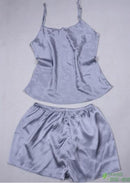 Women 100% Natural Silk 16 momme satin silk Camisole with Shorts Pajama Set Sleepwear M-2XL YM004