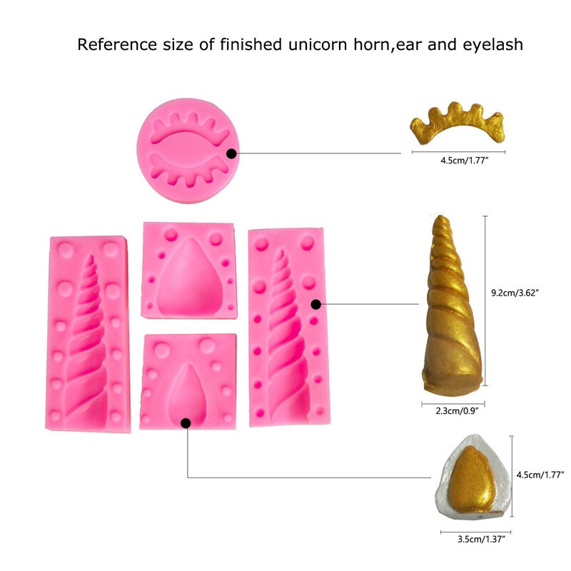 5PCS/Set Unicorn Mold Silicone Mold Fondant Mold Cake Decorating Tools Unicornio Mould Fondant Chocolate Candy Gumpaste Molds