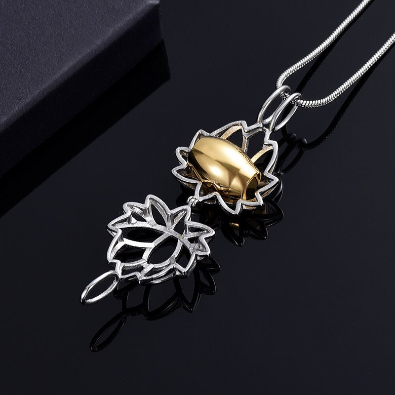 Stainless Steel Lotus Flower Keepsake Pendant For Women Mini Cremation Urn Jewelry Memorial Jewelry Ashes Locket 2 Colors