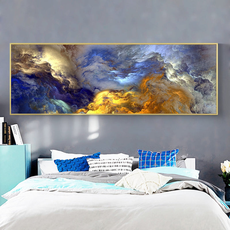 Póster de lienzo irreal de colores abstractos de WANGART, pintura de arte de pared de paisaje azul, colgante de pared de salón, arte moderno impreso pintado