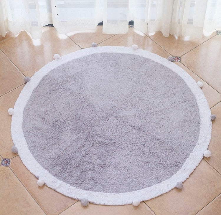 Round Rug Tapete Infantil Nordic Soft Cotton Fluffy Floor Mat Rugs Kilim for Baby Children Bedroom Living Room Pink Grey Blue