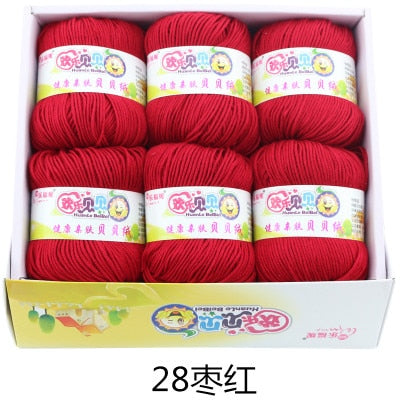 6balls/lot 73 Colors Milk Cotton Yarn Baby Wool Yarn DIY Knitting Children Sweater Hat Hand Knitted Yarn Knit Blanket Crochet