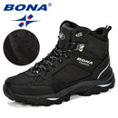 BONA, botas para hombre, zapatos de cuero antideslizantes, populares, cómodos, para primavera y otoño, zapatos para hombre, botas cortas de felpa para la nieve, suela exterior duradera