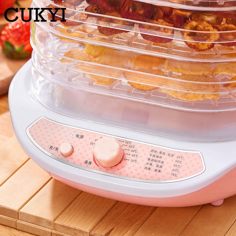 CUKYI Food Dehydrator Fruit Vegetable Herb Meat Drying Machine Pet Snacks food Dryer with 5 trays 220V EU US