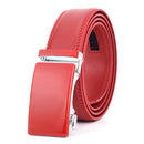 WOWTIGER Black White Red Blue 3.5cm Cowhide Genuine Leather Belt For Men High Quality Male Brand Ratchet Automatic Luxury Belts