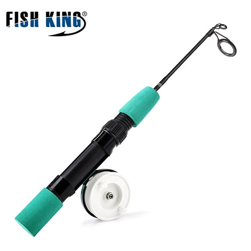 FISH KING Winter Ice Fly Fishing Rod 50/75 CM 2 Sections Fishing Rods With Fishing Wheel Reel  I Gear Tackle
