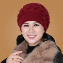 Kagenmo Rabbit Wool Knitted Yarn Hat The Elderly Hat Female Winter Hat Autumn &amp; Winter Female Winter Warm Beret Thermal Fur Cap