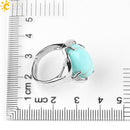 CSJA New Women Finger Rings Oval Natural Stone Cabochon Tiger Eye Opal Unakite Pink Quartz Lapis Lazuli Chakra Wedding Ring E583