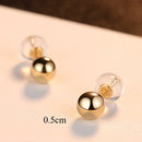 CZCITY Luxury Brand Charm Authentic Pure 18k Yellow Gold Round Bead Ball Stud Earrings For Women Daily Wear Gold Earring Jewelry