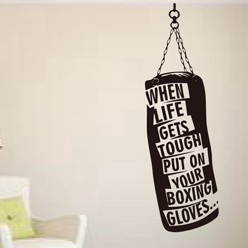 Cuando la vida se pone... Guantes de saco de boxeo Calcomanías de pared motivacionales Fitness Gimnasio Hobby Cita Pegatinas de vinilo Decoración de arte DIY