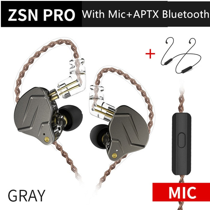 KZ ZSN Pro In Ear Auriculares Tecnología híbrida 1BA + 1DD HIFI Bass Metal Auriculares Sport Noise Cancelling Auriculares Monitor